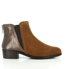 24 Hrs 23035 Brown Snake Print Ankle Boots