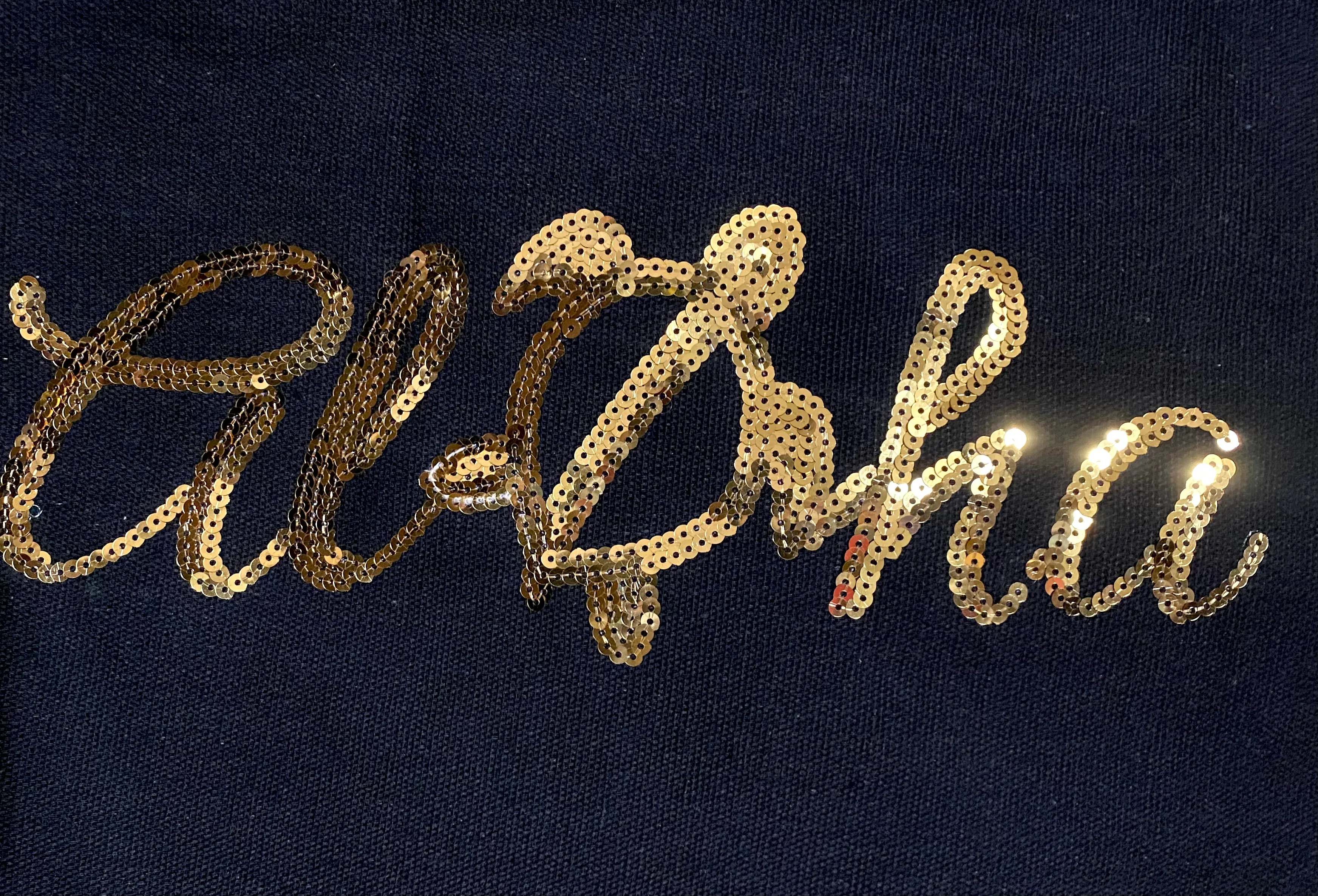 Aloha Honu Gold Sequin Black Tote Bag with Zipper