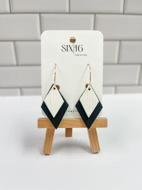 Black and White Diamond Clay Earrings