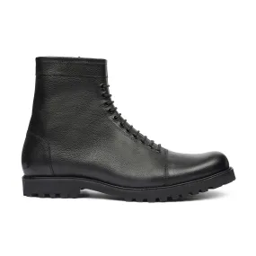 Handmade Custom Black Pebble Grain Leather Boots For Men