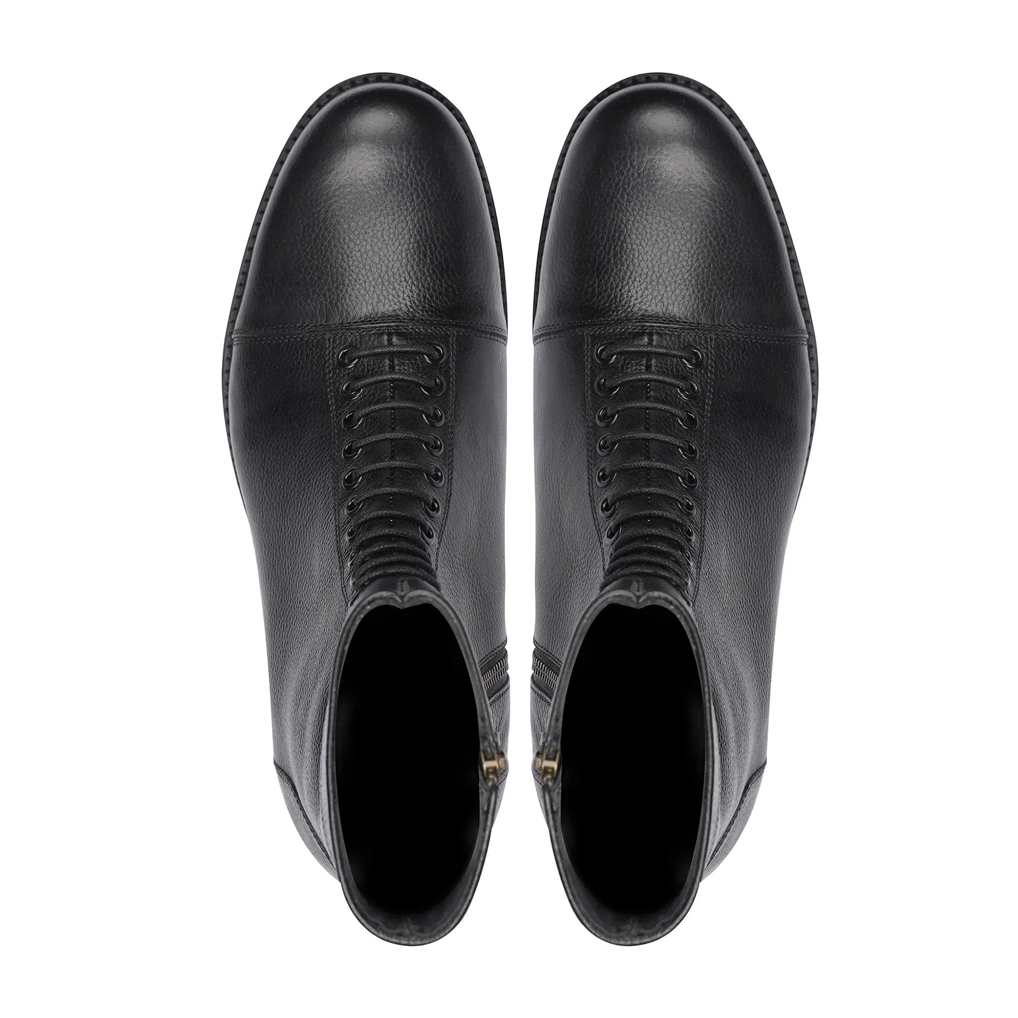 Handmade Custom Black Pebble Grain Leather Boots For Men