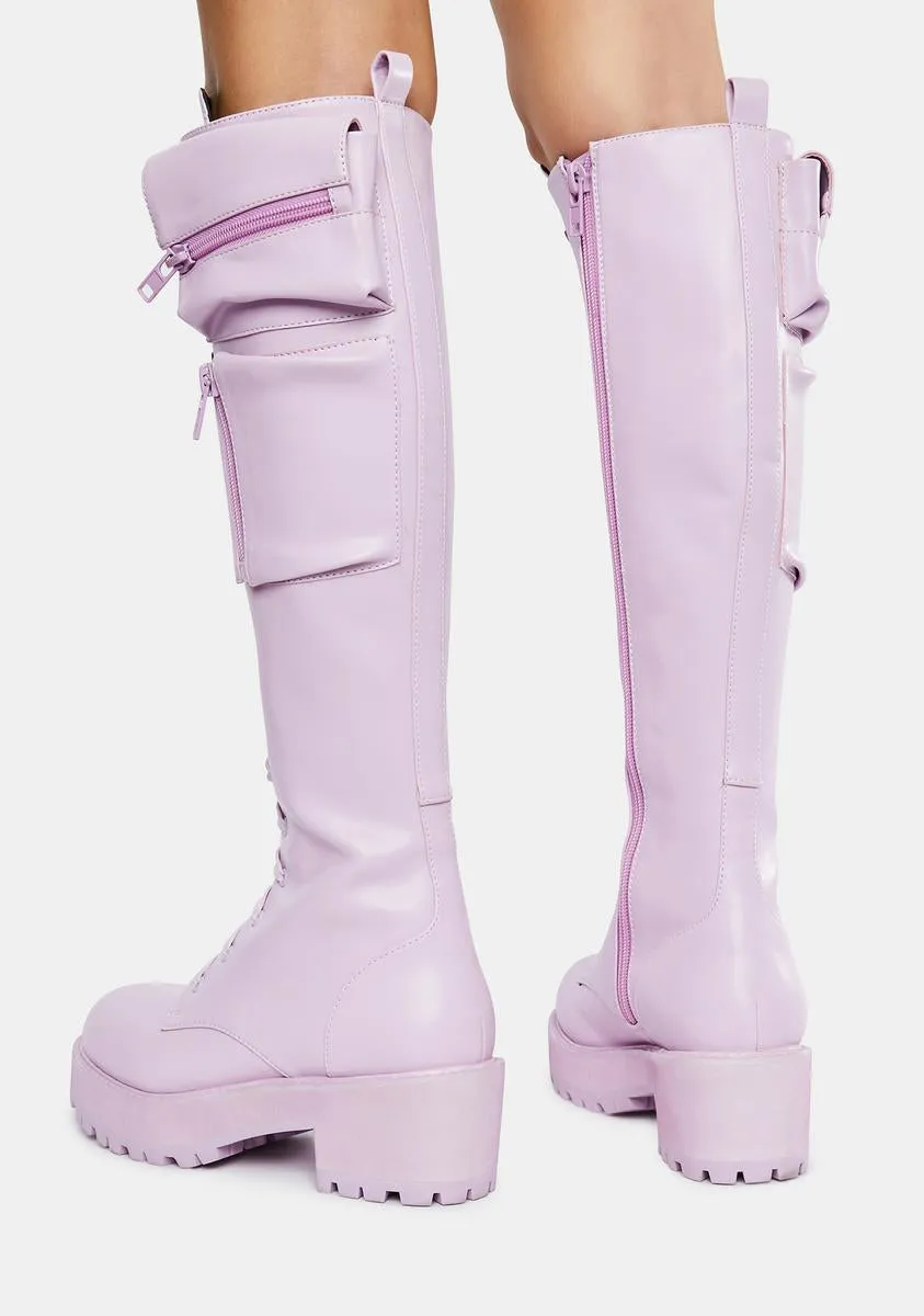 Lavender Obsidian Pocket Combat Boots