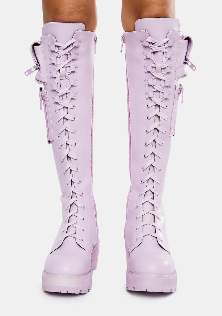 Lavender Obsidian Pocket Combat Boots