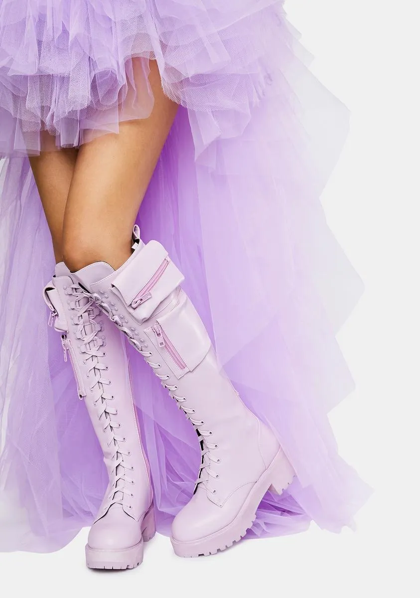 Lavender Obsidian Pocket Combat Boots
