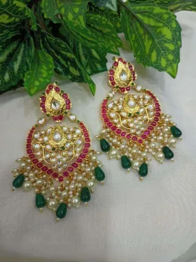Multicolor Bridal Thapa Jadau Kundan Earrings