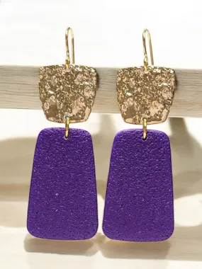 Purple Rectangle Polymer Clay Earrings
