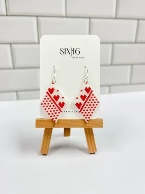 Red Heart Beaded Earrings