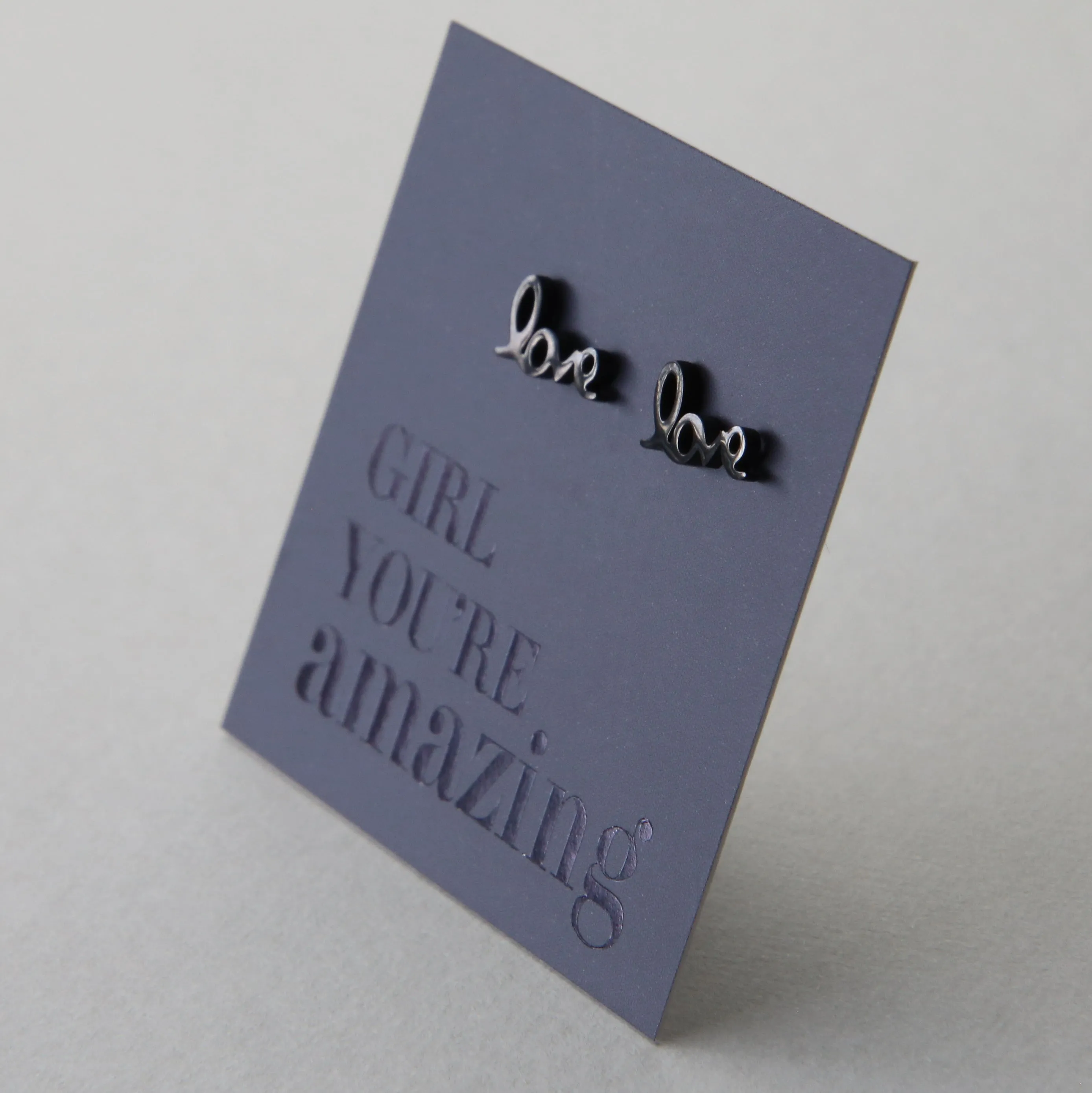 Stainless Steel Earring Studs - Girl You're Amazing - LOVE