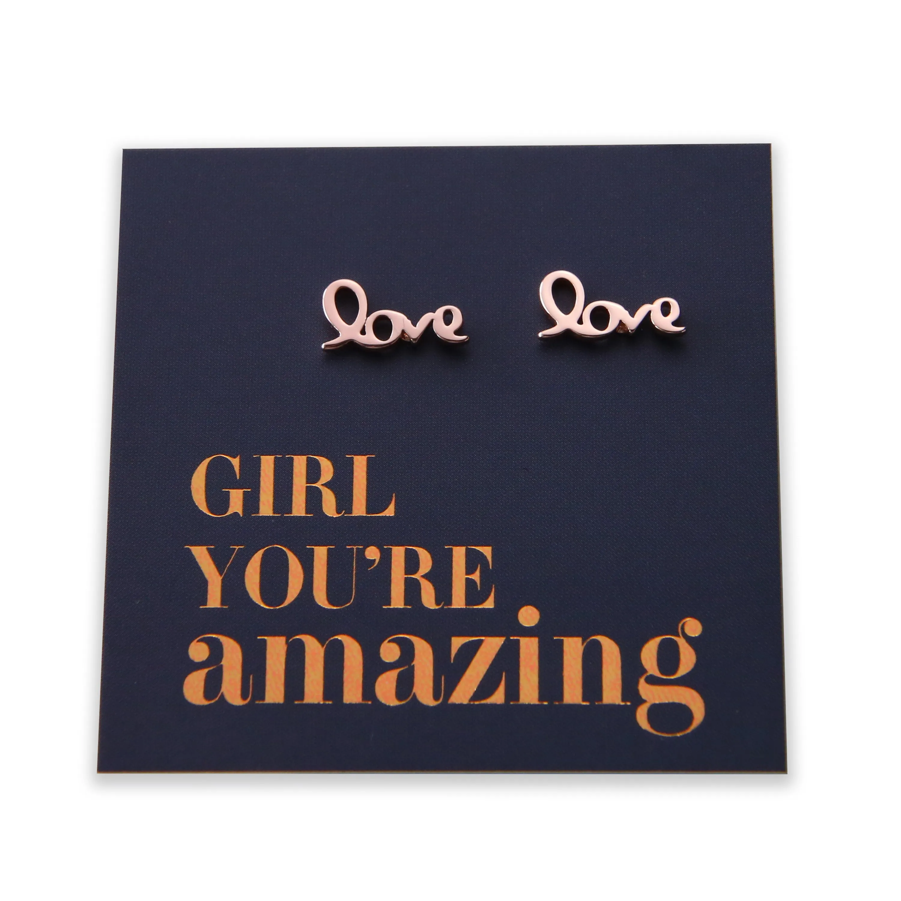 Stainless Steel Earring Studs - Girl You're Amazing - LOVE