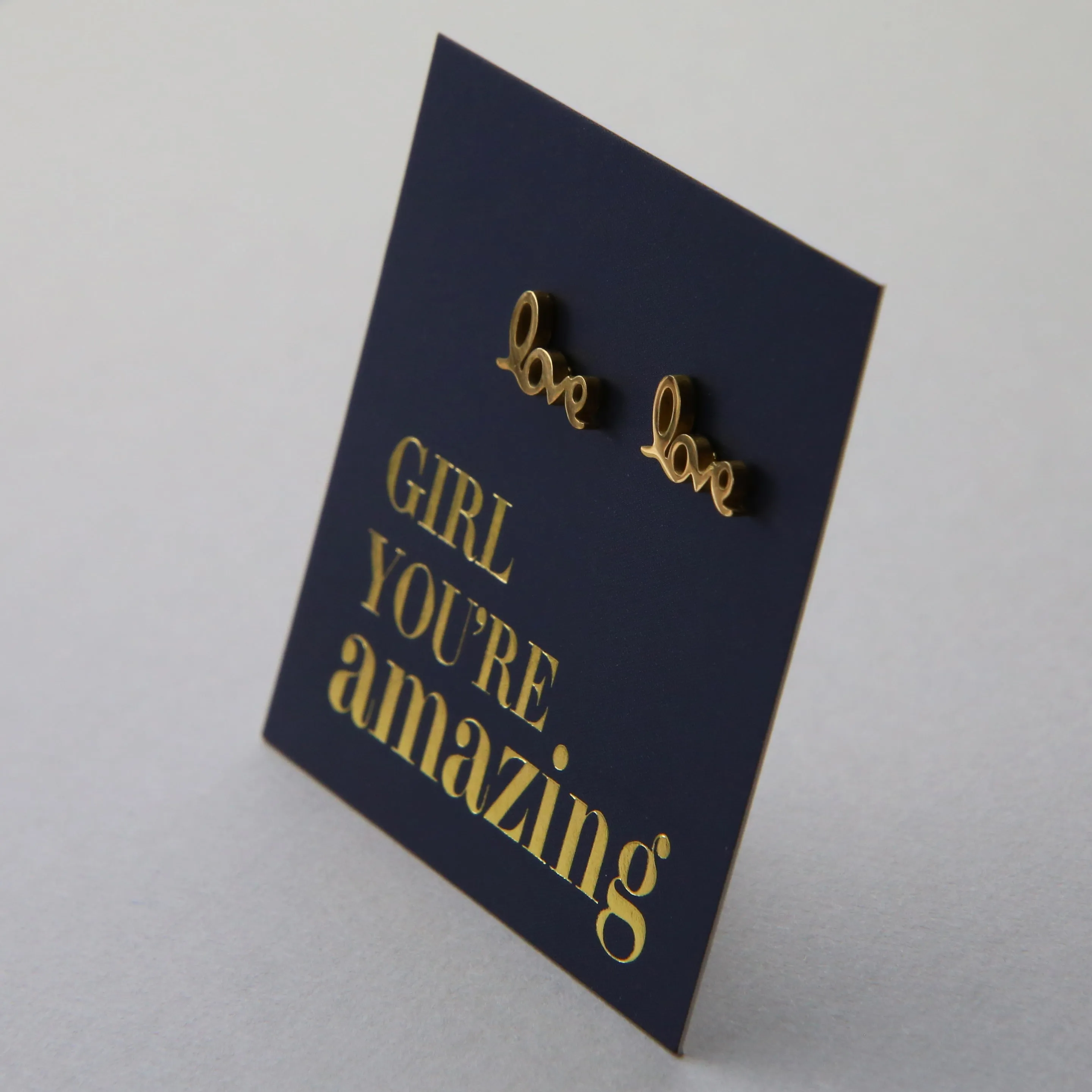 Stainless Steel Earring Studs - Girl You're Amazing - LOVE