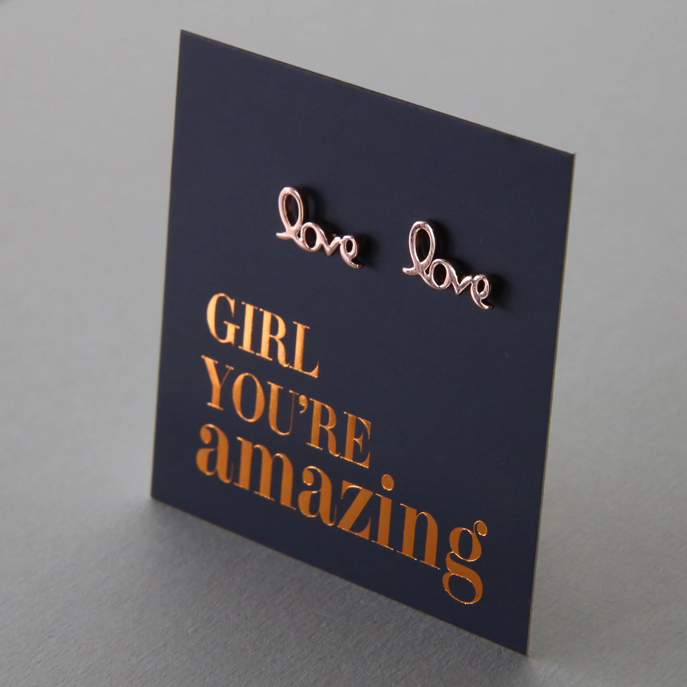 Stainless Steel Earring Studs - Girl You're Amazing - LOVE