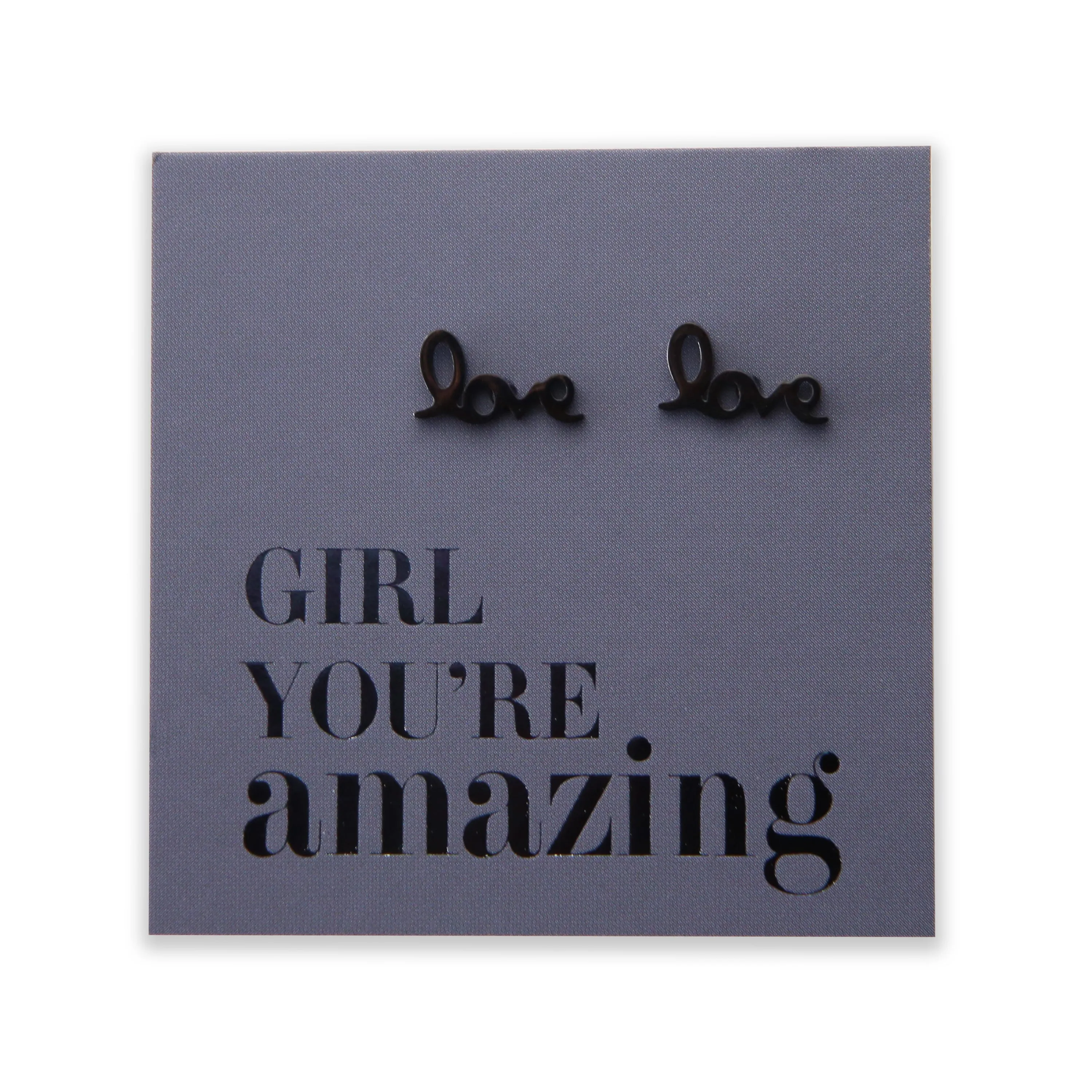 Stainless Steel Earring Studs - Girl You're Amazing - LOVE