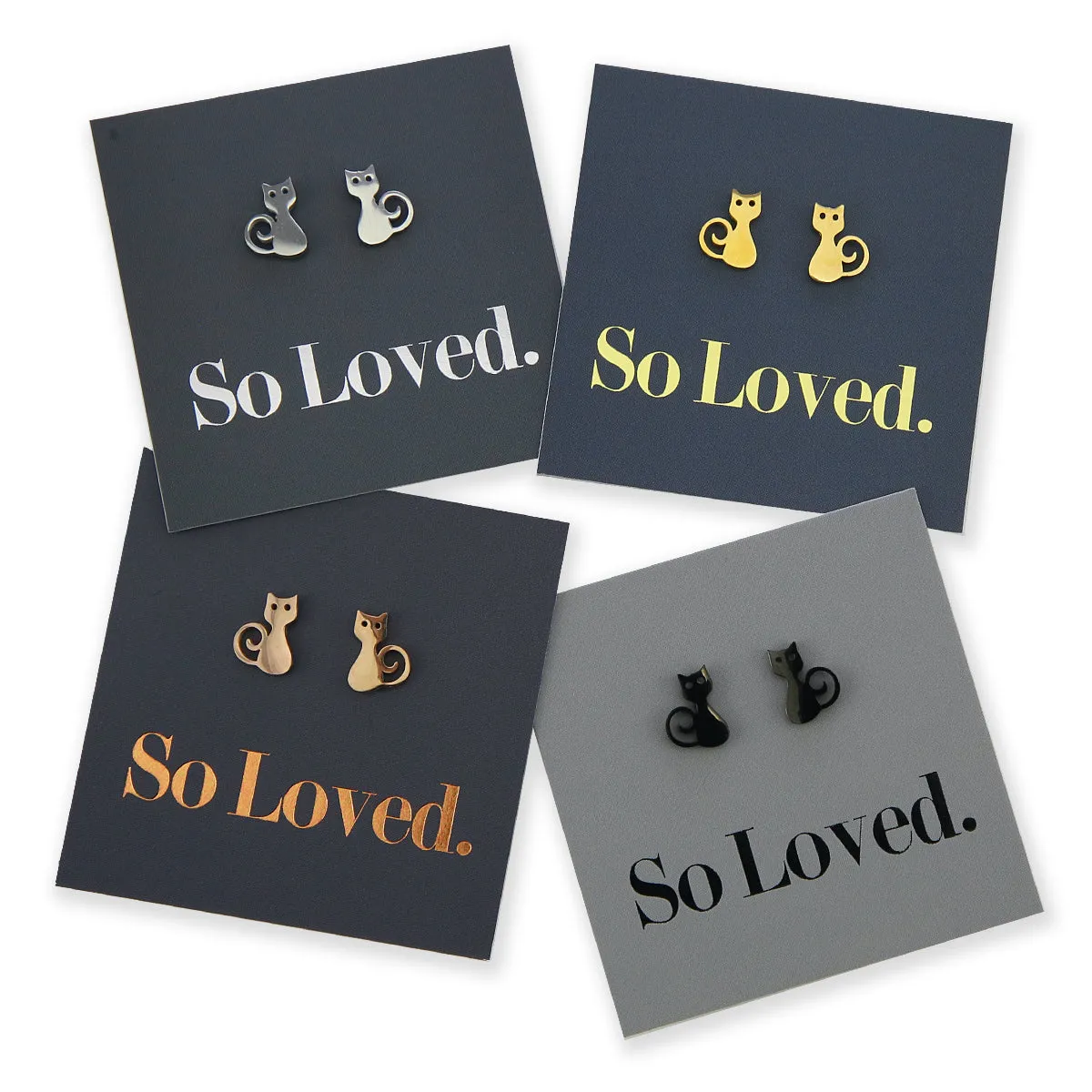Stainless Steel Earring Studs - So Loved - CATS