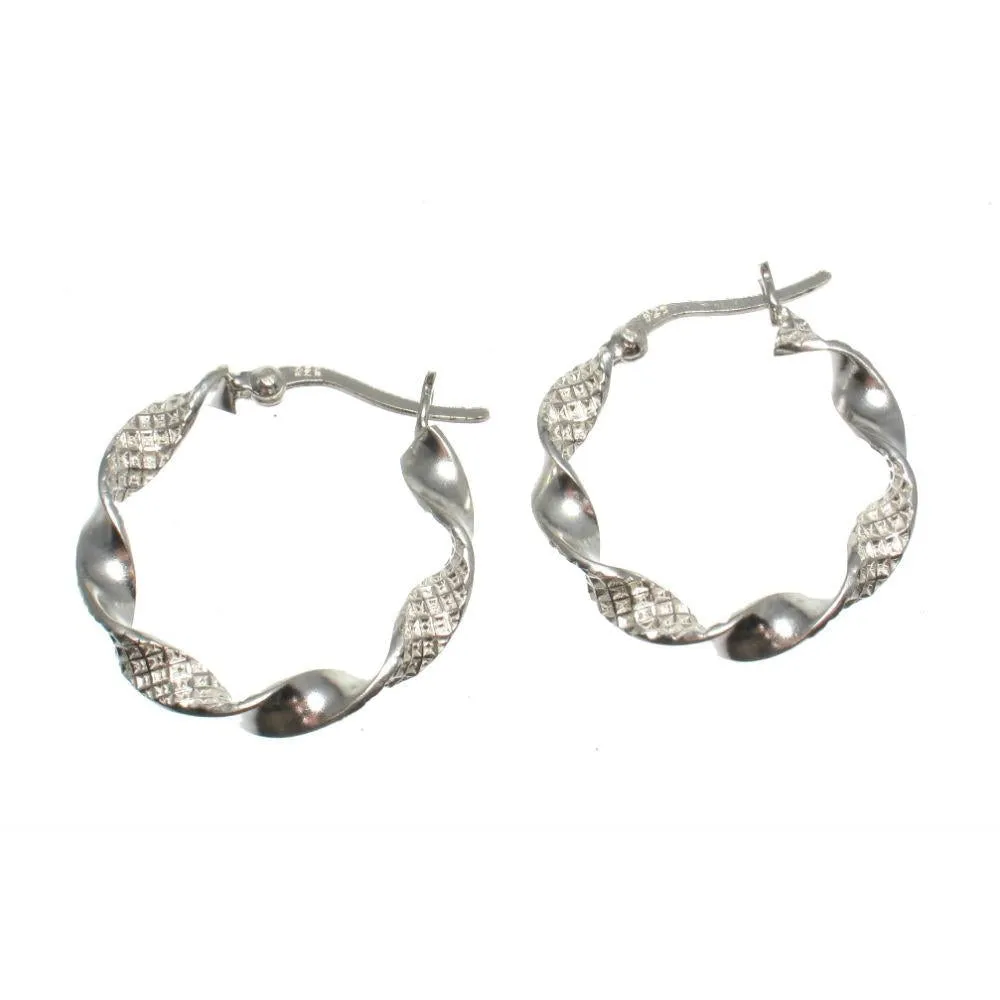 Sterling Silver Twisted 22mm Hoop Earrings